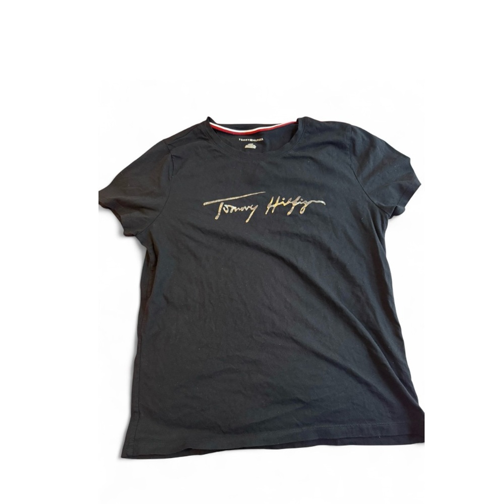Tommy Hilfiger Black Tee with Gold Script